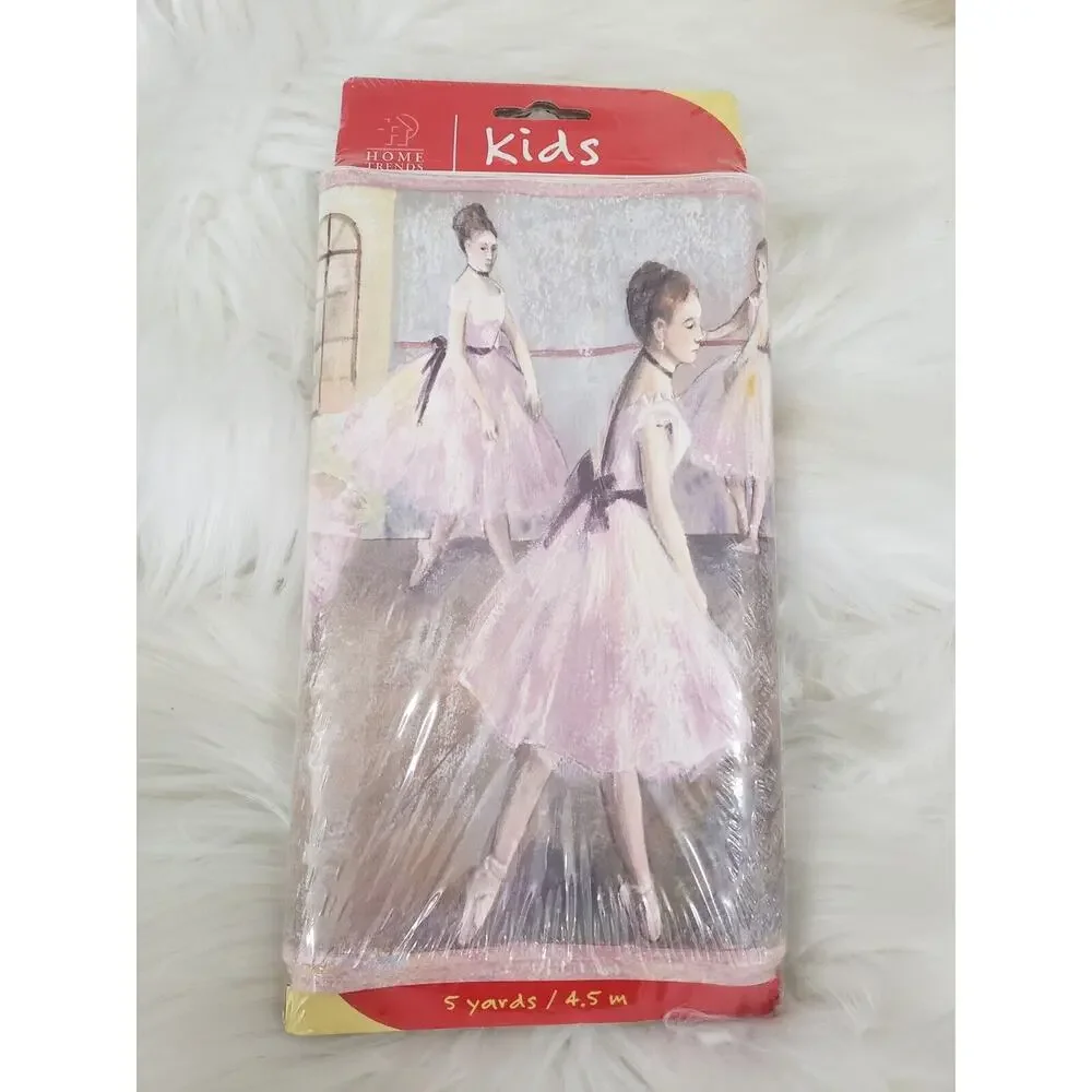 Home Trends Kids Wall Border Pink Ballerina Dancers Wallpaper Ballet Class Decor